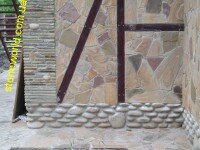 отделка фасада камнем песчаником